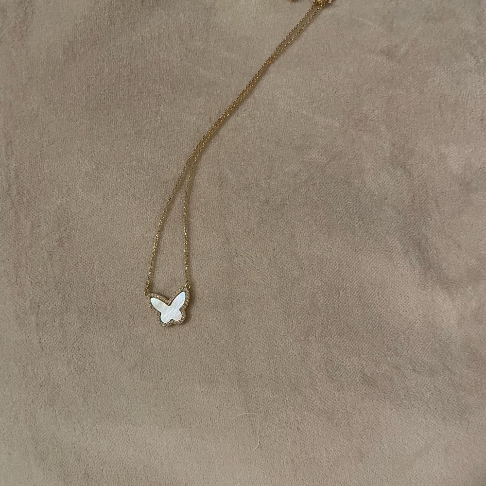 Rachel Zoe Gold and White Butterfly Necklace